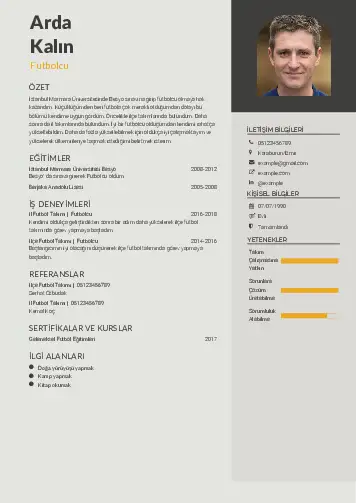 Sporcu CV Örnekleri cv indir